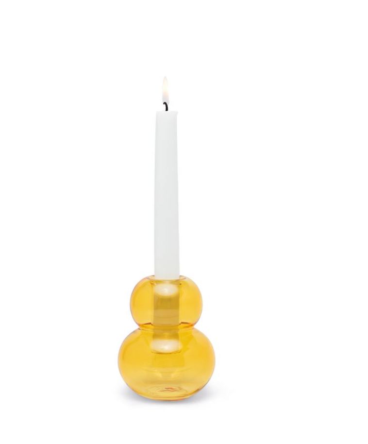 REALM YELLOW GLASS BUBBLE STACK TAPER HOLDER