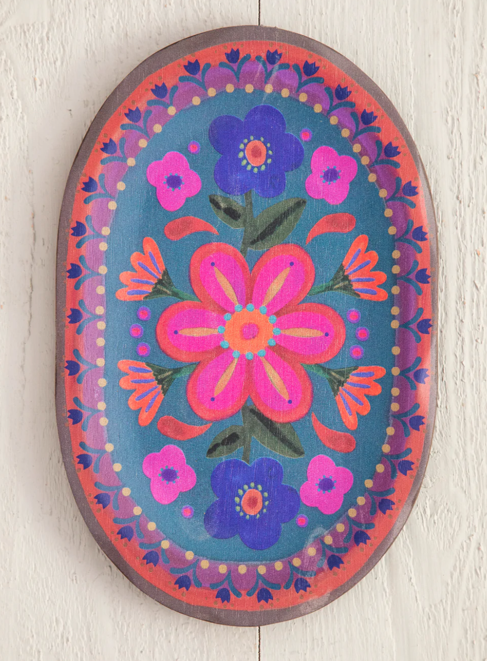 Folk Flower Wood Platter