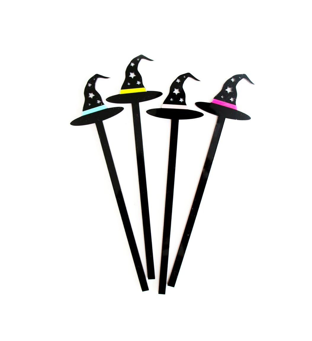 Acrylic Witch Hat Drink Stirrers