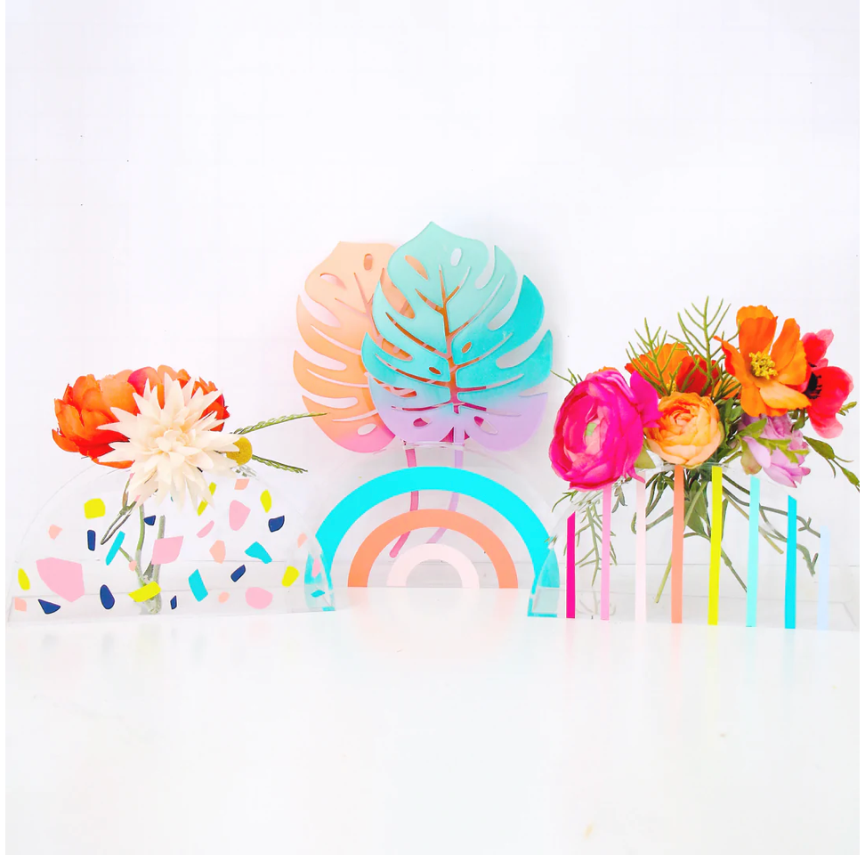 Acrylic Semi Circle Vase - Pink Rainbow