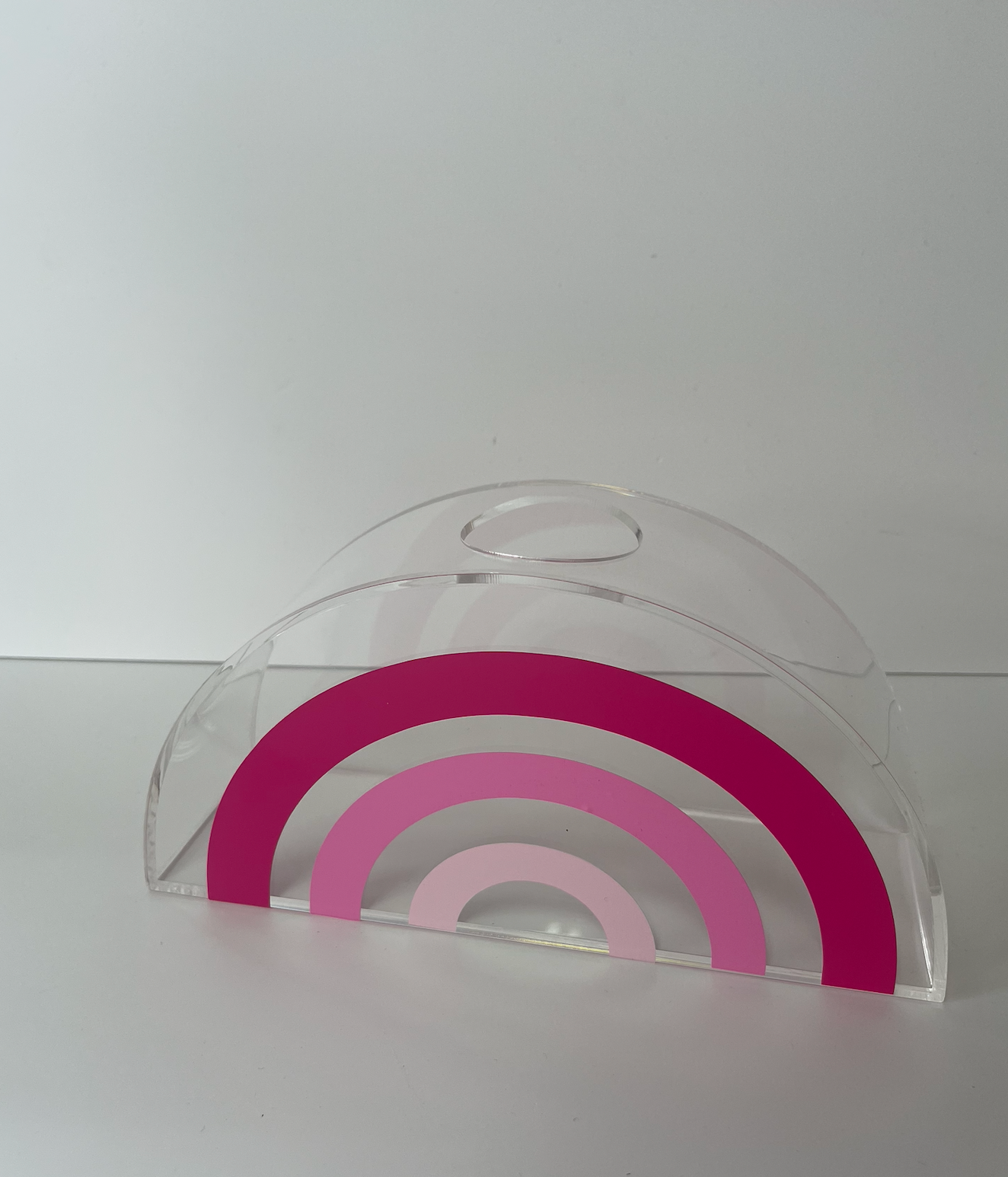 Acrylic Semi Circle Vase - Pink Rainbow