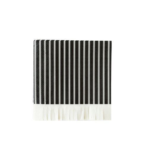 BLACK TICKING FRINGE NAPKIN