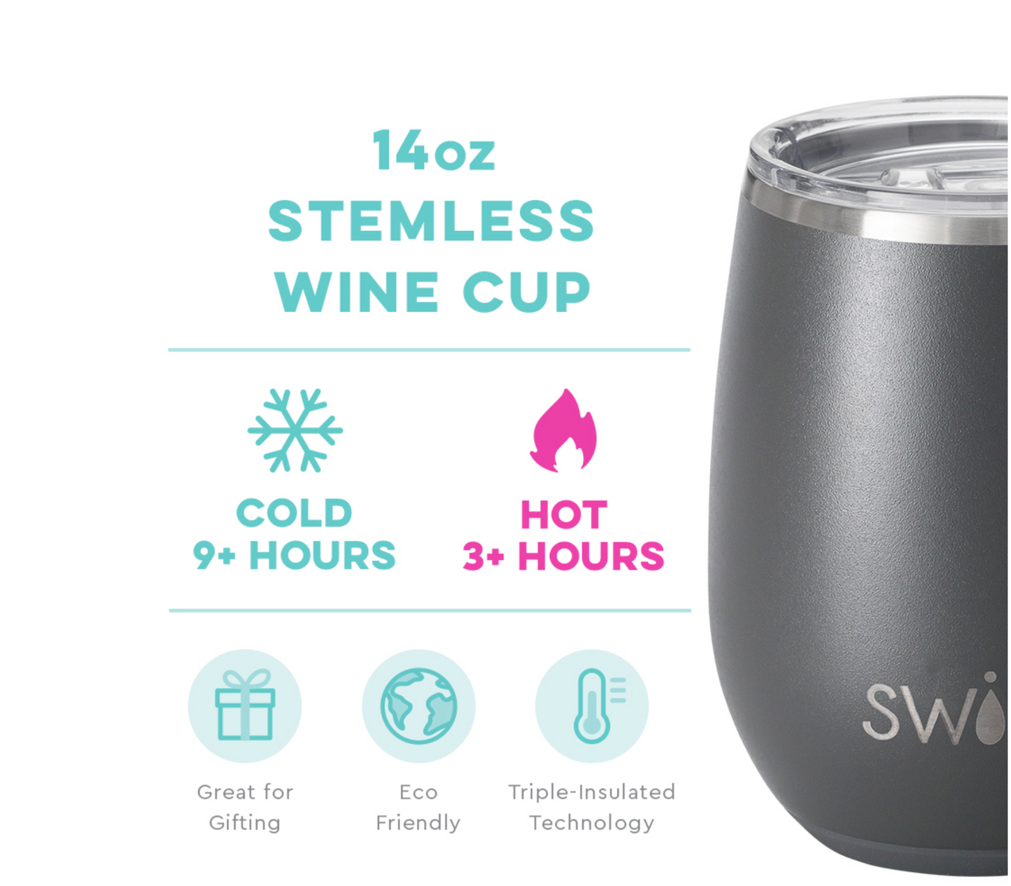 Grey Stemless Wine Cup