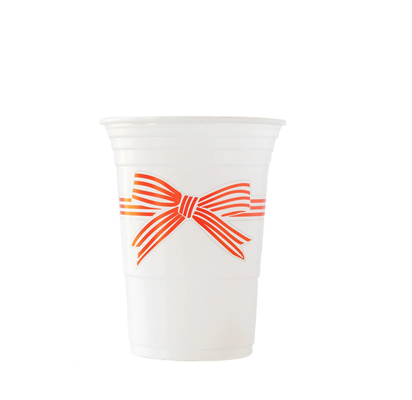 RED BOW 16 OZ PLASTIC CUPS