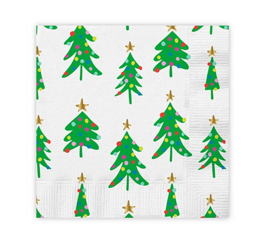 Beverage Napkins - Christmas Trees