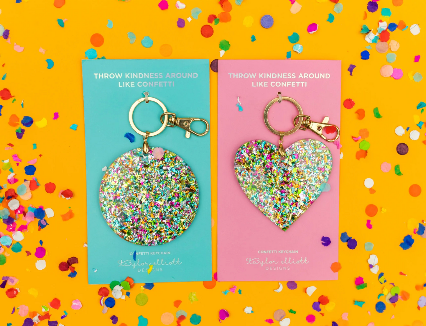 Confetti Acrylic Heart Keychain