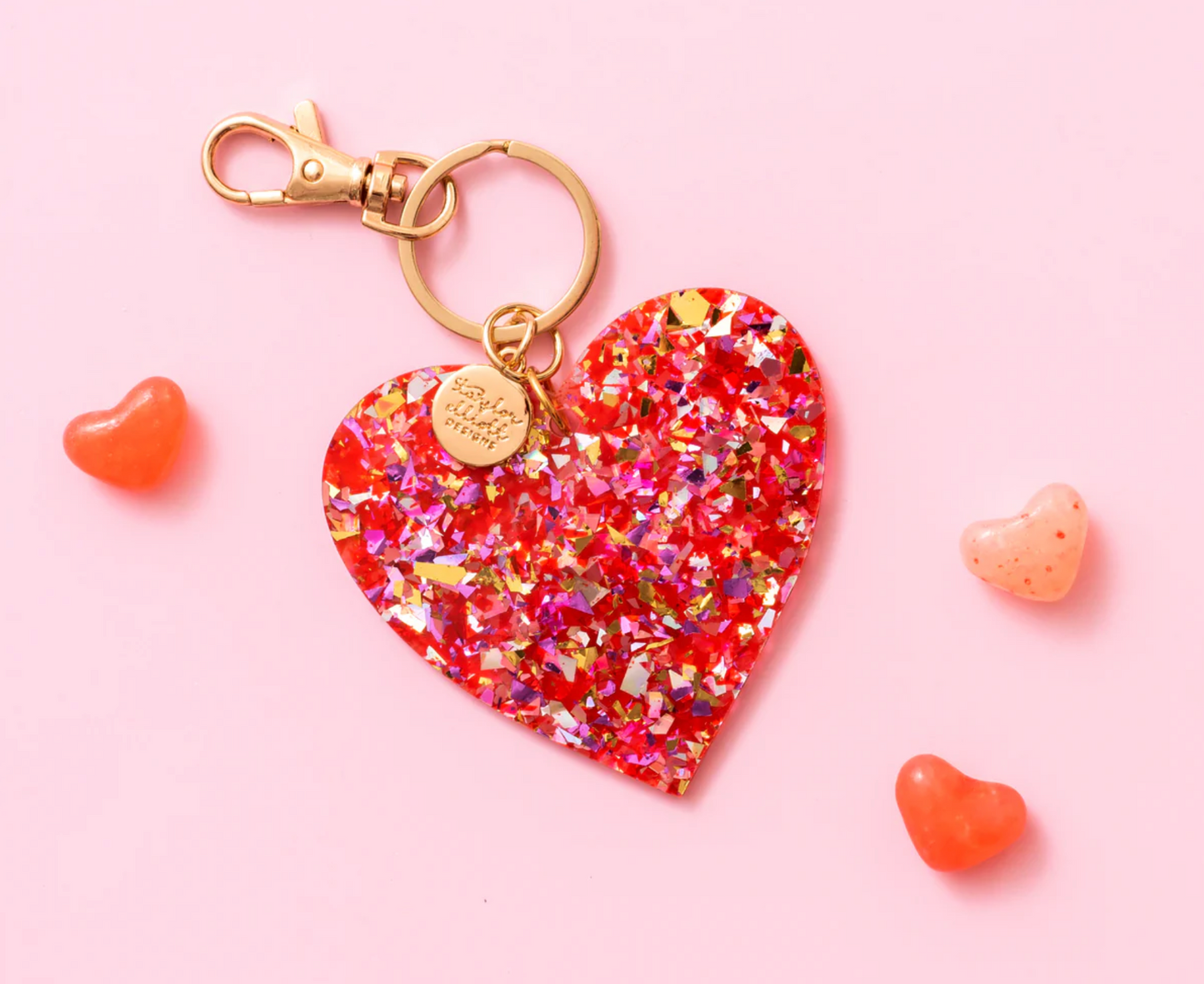 Confetti Acrylic Heart Keychain