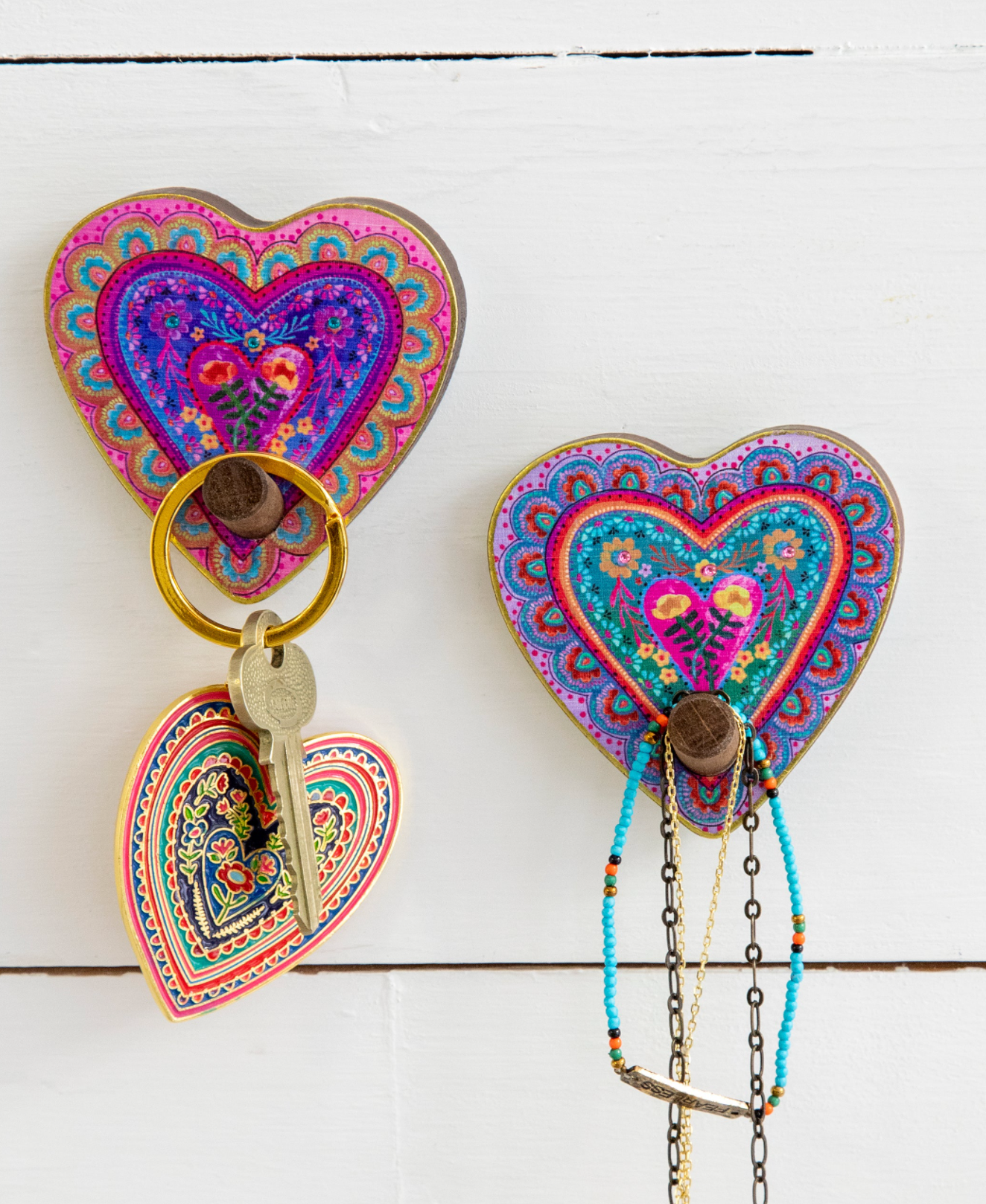 Wooden Wall Hook S/2 Heart