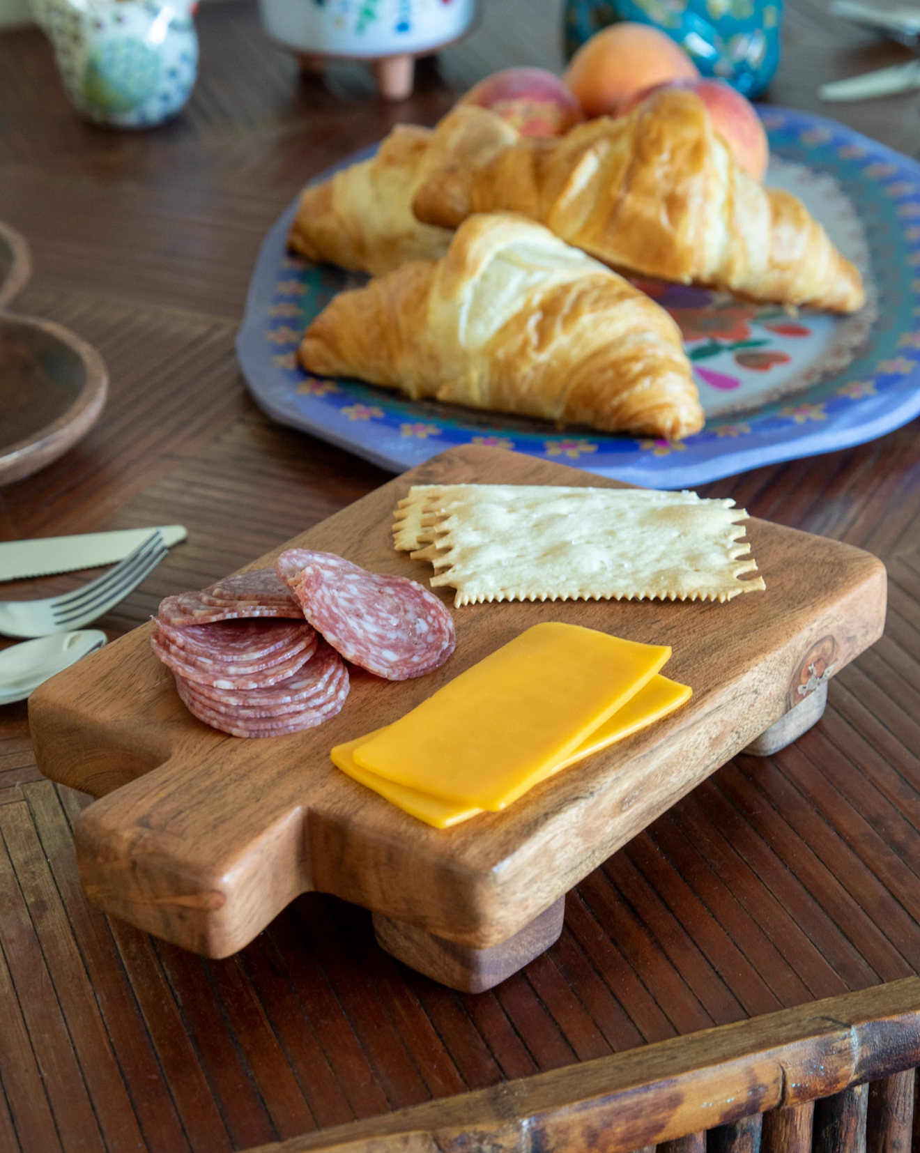 Hand-Carved Acacia Wood Counter Riser