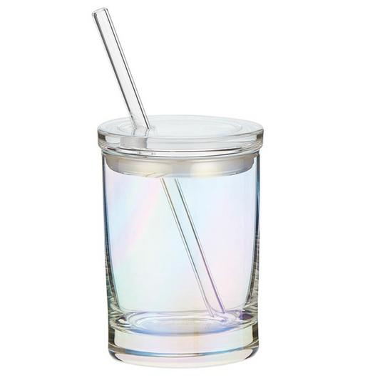 Glass DOF with Lid and Straw