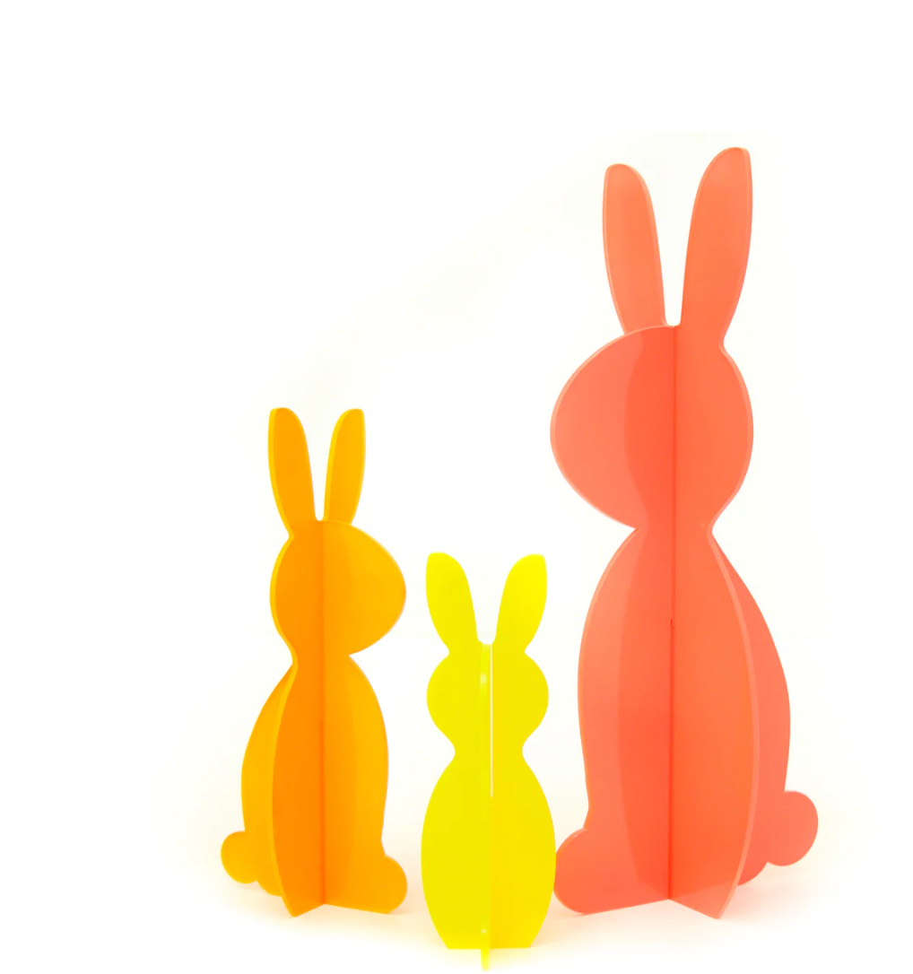 Coral and Yellow Acrylic Bunny Decorations