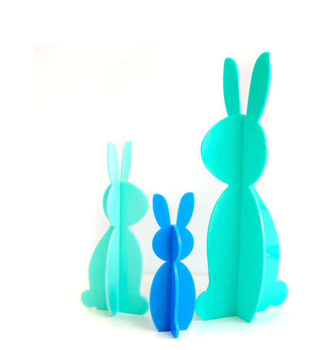 Blue Acrylic Bunny Decorations