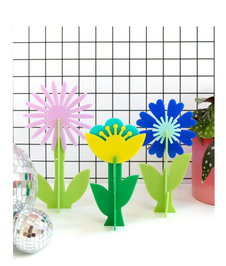 Blue Acrylic Flower Decorations