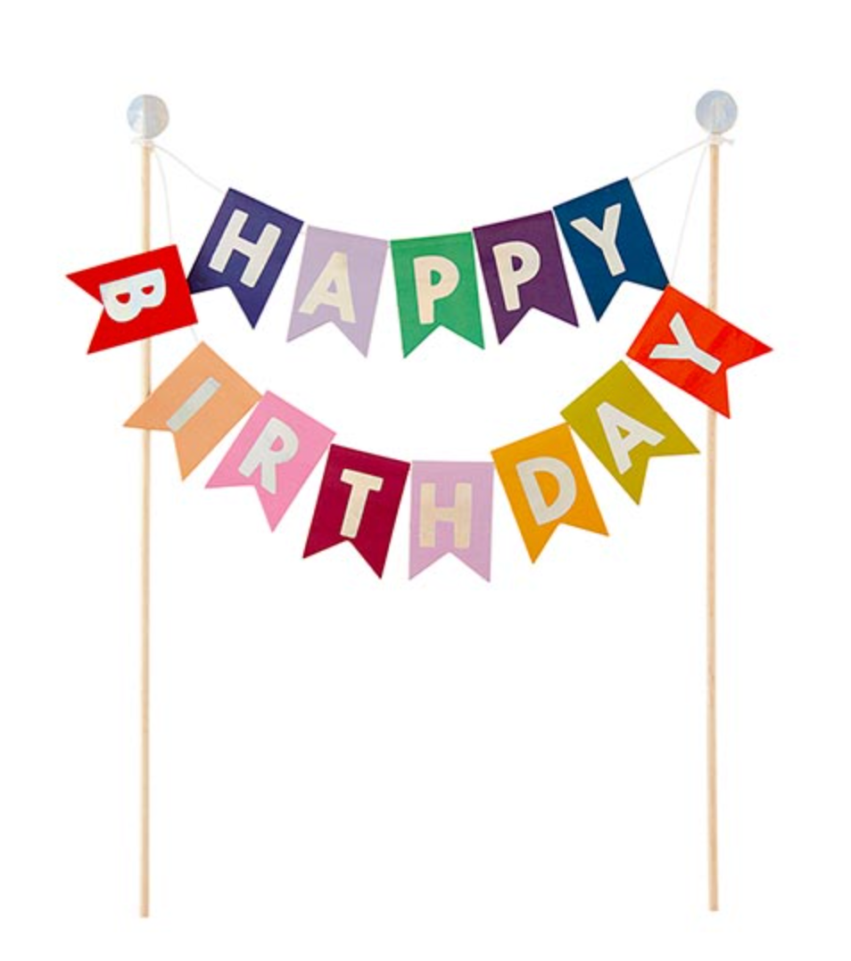 Garland Cake Topper - Happy Birthday Flag