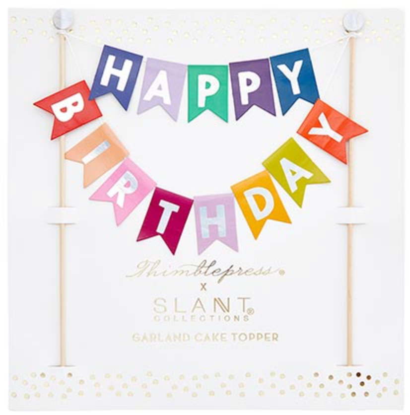 Garland Cake Topper - Happy Birthday Flag